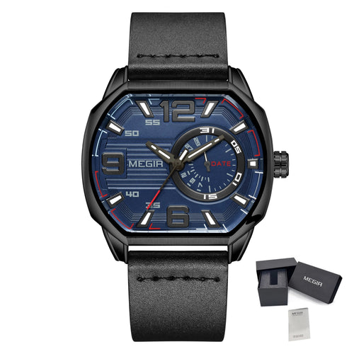 Megir Luminous Calendar Military Leather Watch | Avelmont Time