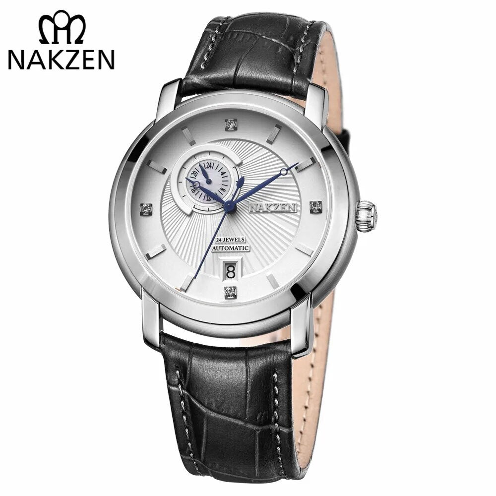 Nakzen Automatic Mechanical Sapphire Leather Watch | Avelmont Time