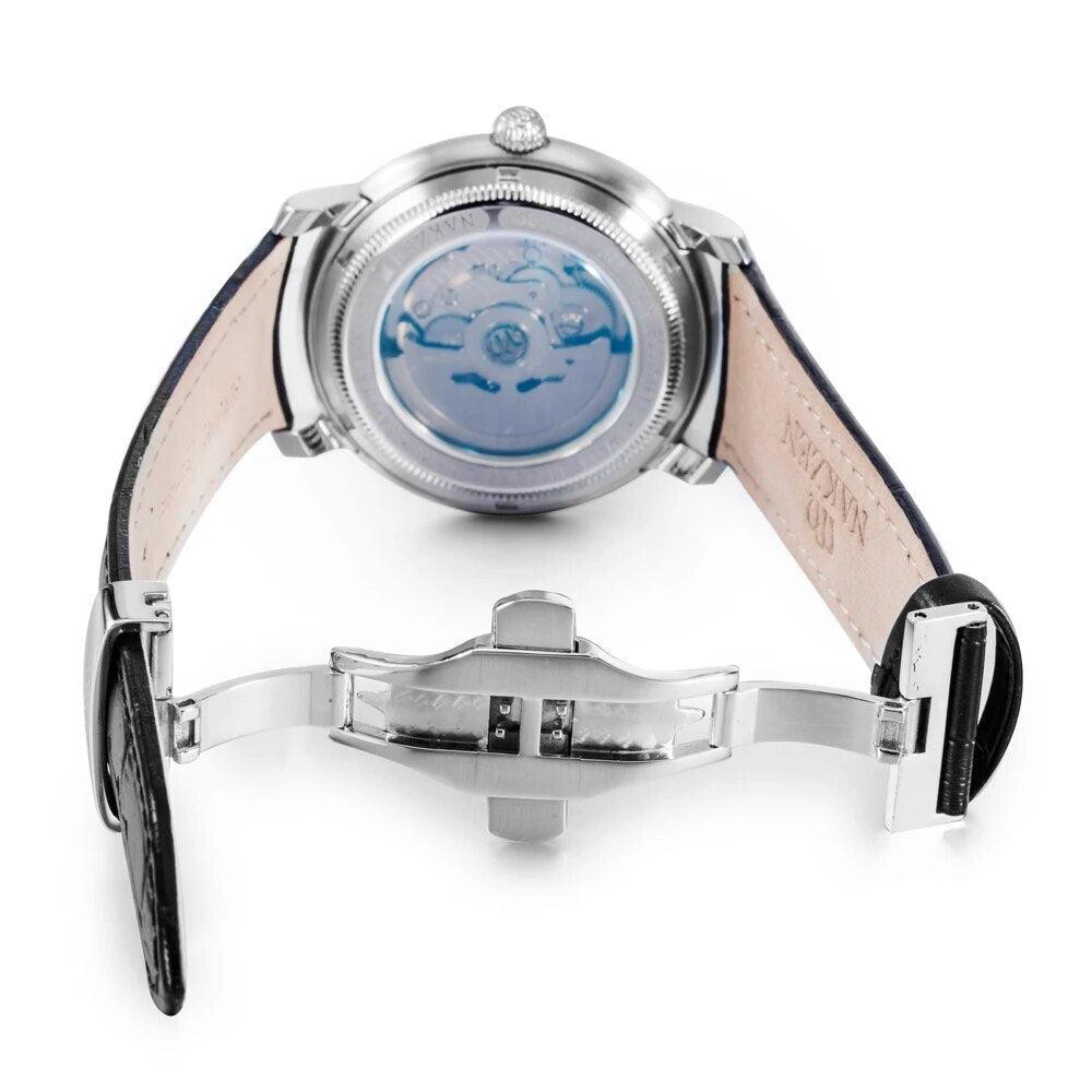 Nakzen Automatic Mechanical Sapphire Leather Watch | Avelmont Time