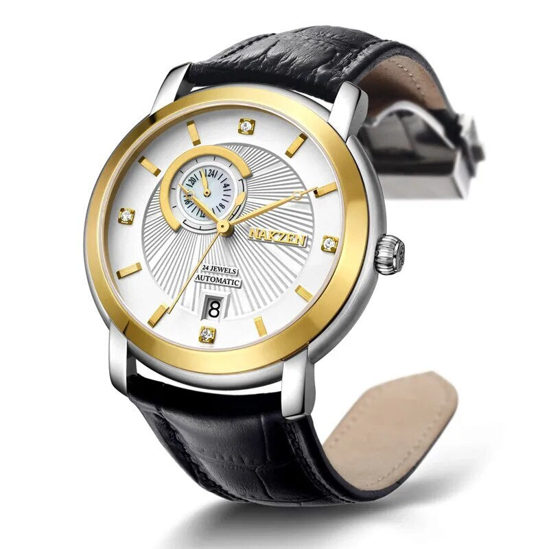 Nakzen Automatic Mechanical Sapphire Leather Watch | Avelmont Time