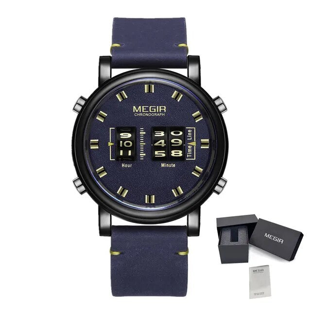 Megir Roller Pointer Military Leather Watch | Avelmont Time