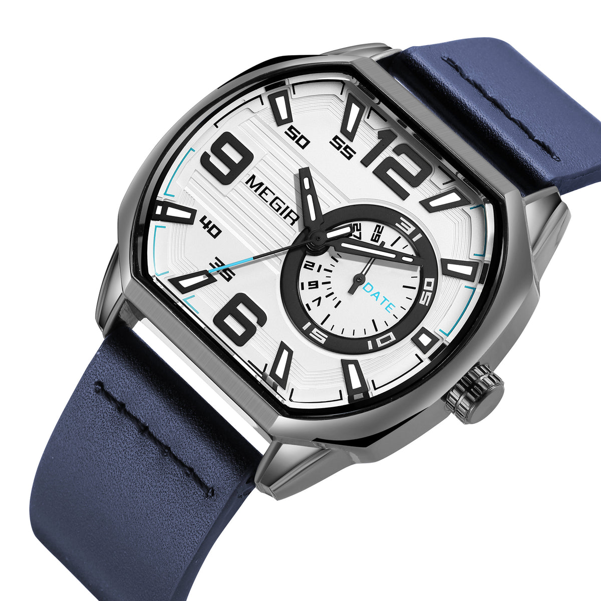 Megir Luminous Calendar Military Leather Watch | Avelmont Time