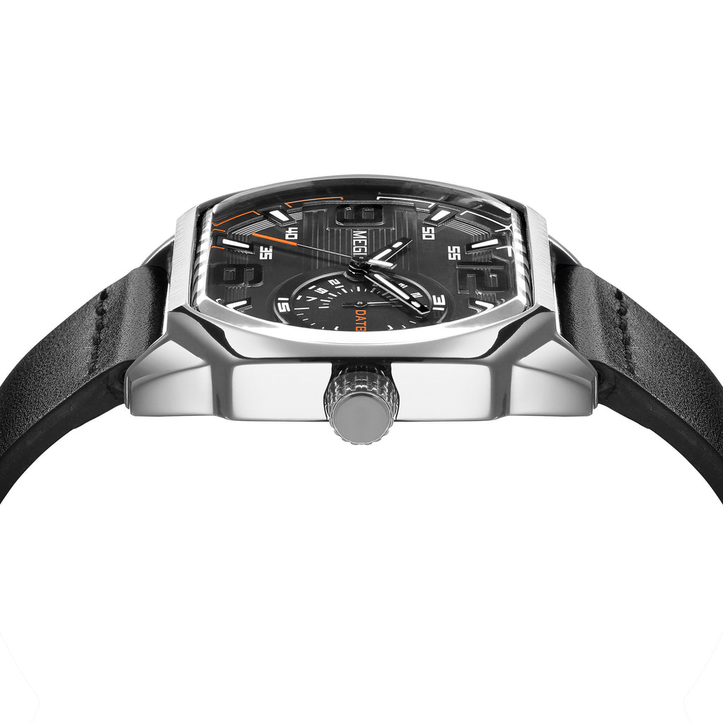 Megir Luminous Calendar Military Leather Watch | Avelmont Time