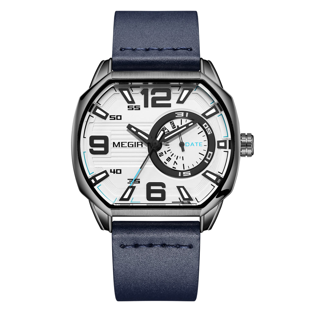 Megir Luminous Calendar Military Leather Watch | Avelmont Time