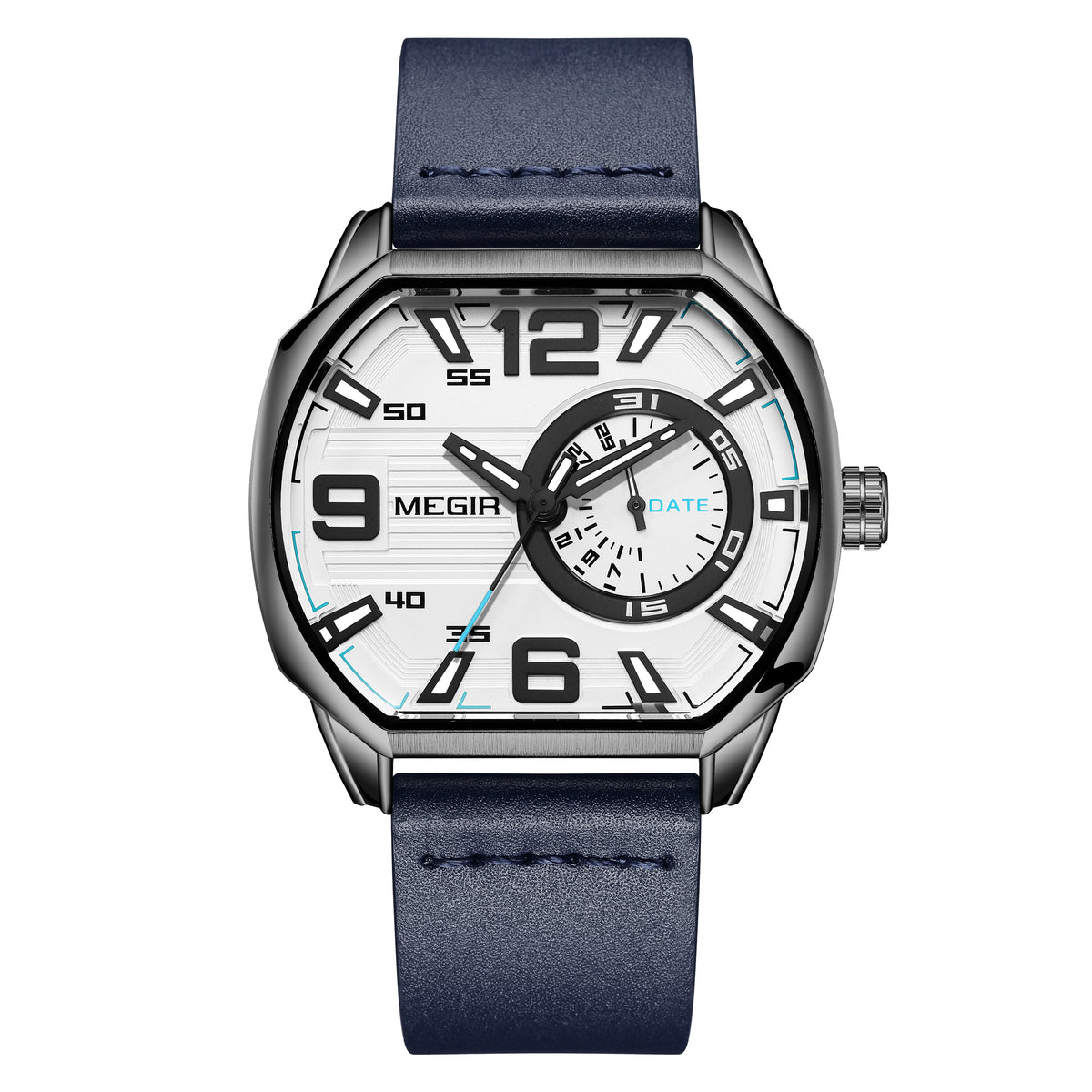 Megir Luminous Calendar Military Leather Watch | Avelmont Time
