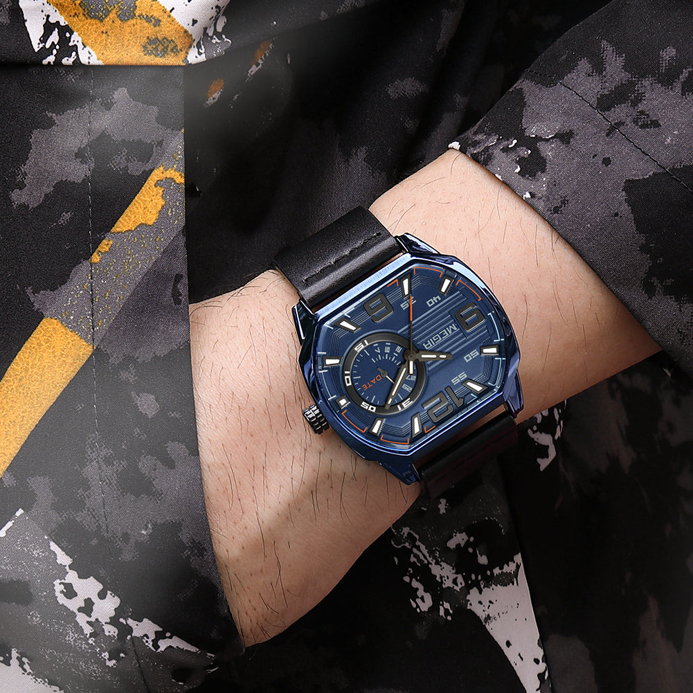 Megir Luminous Calendar Military Leather Watch | Avelmont Time