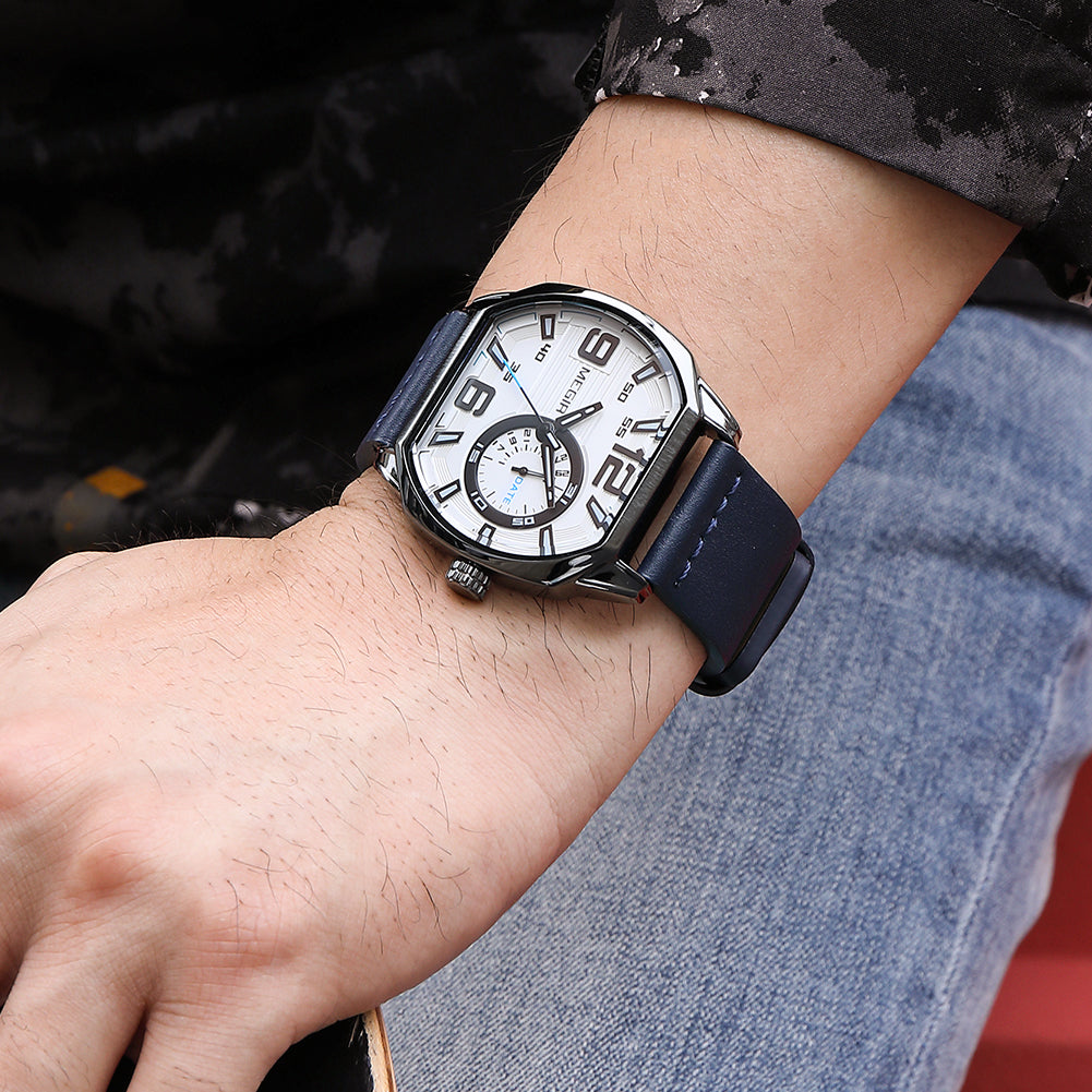 Megir Luminous Calendar Military Leather Watch | Avelmont Time