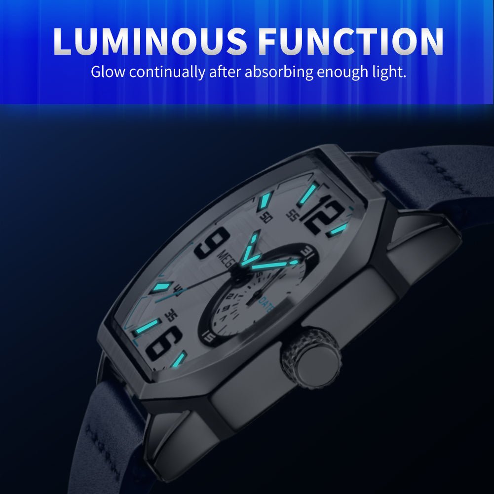 Megir Luminous Calendar Military Leather Watch | Avelmont Time