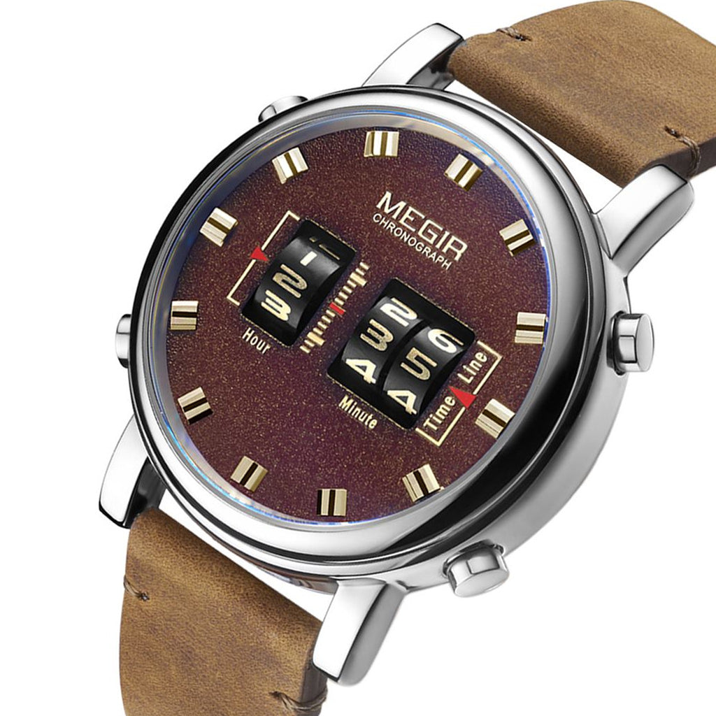 Megir Roller Pointer Military Leather Watch | Avelmont Time