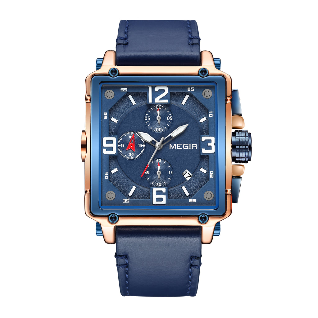 Megir Chronograph Leather Sport Watch | Avelmont Time