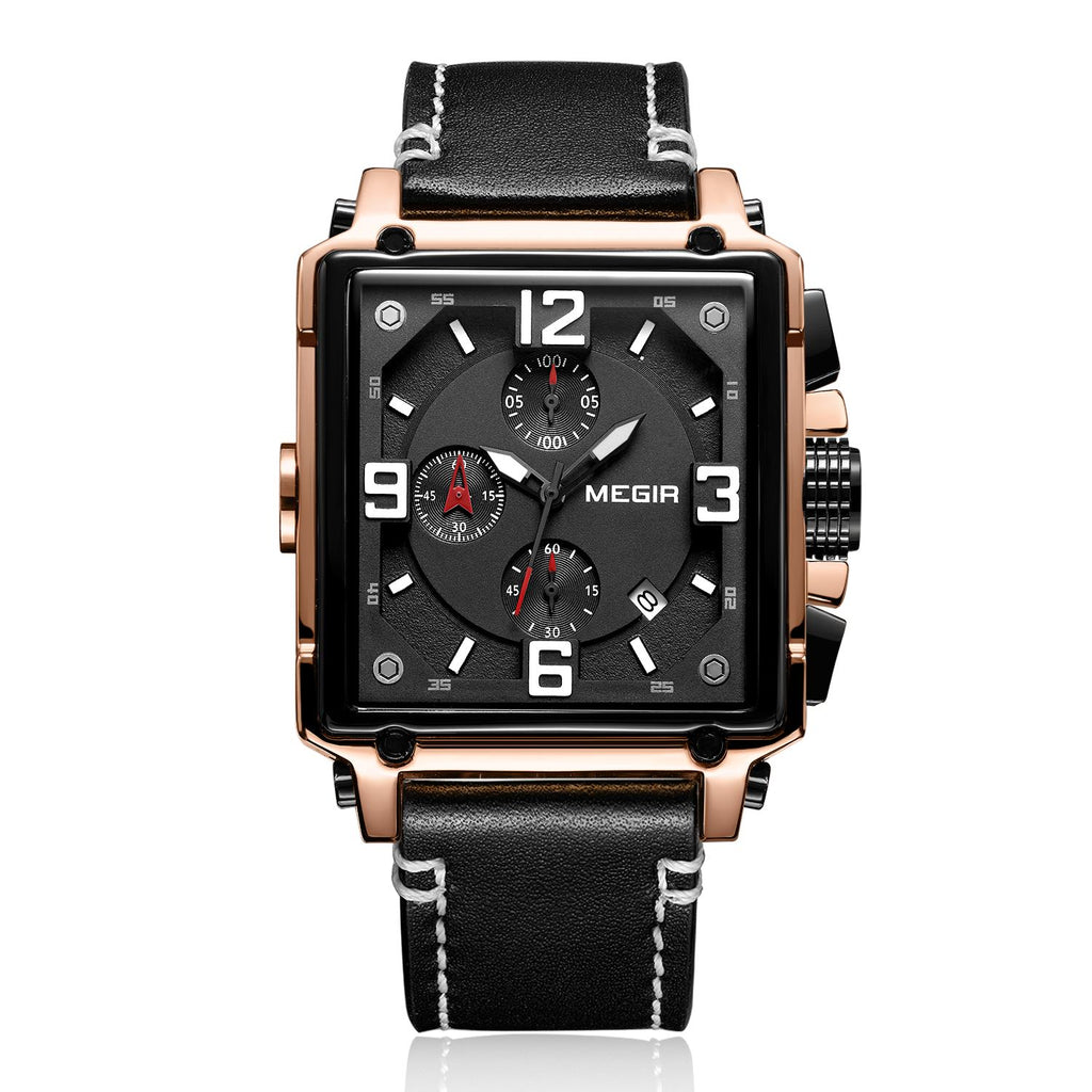 Megir Chronograph Leather Sport Watch | Avelmont Time