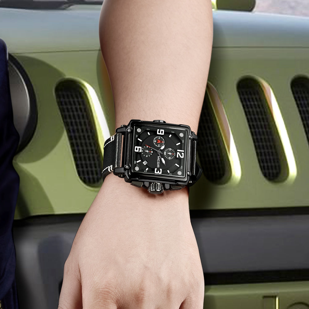 Megir Chronograph Leather Sport Watch | Avelmont Time