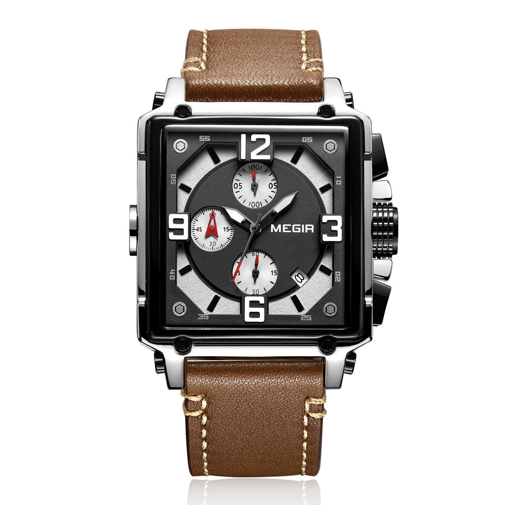 Megir Chronograph Leather Sport Watch | Avelmont Time