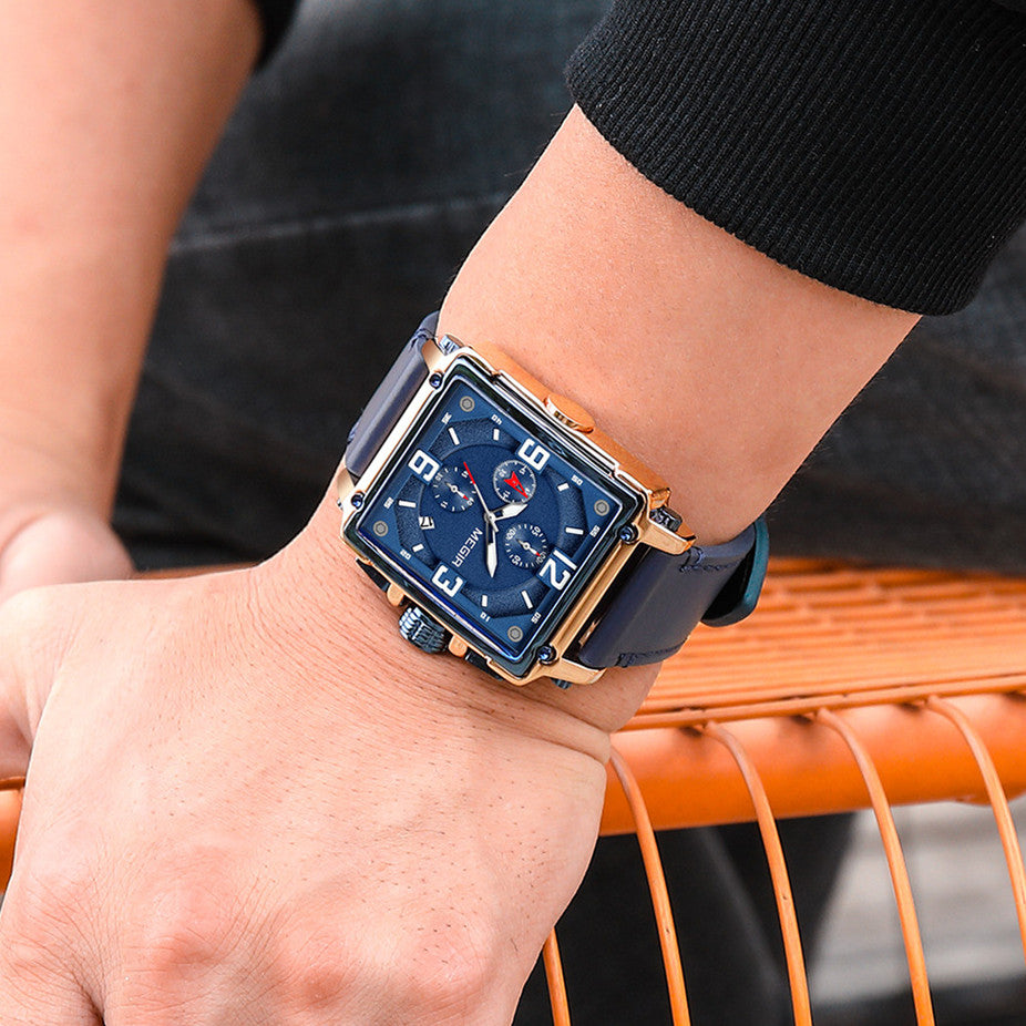 Megir Chronograph Leather Sport Watch | Avelmont Time