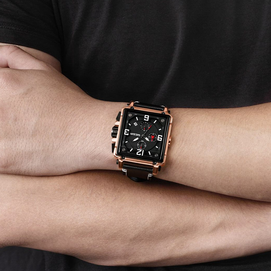 Megir Chronograph Leather Sport Watch | Avelmont Time