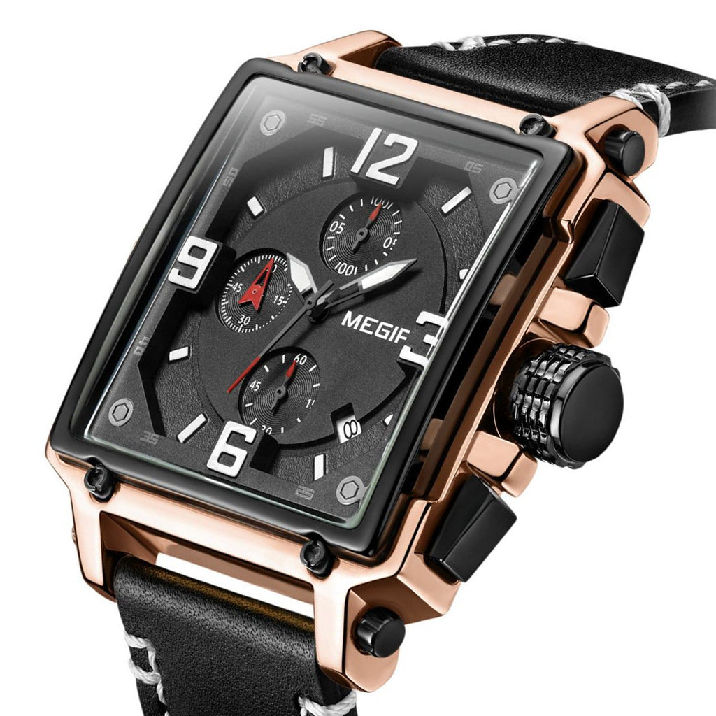 Megir Chronograph Leather Sport Watch | Avelmont Time
