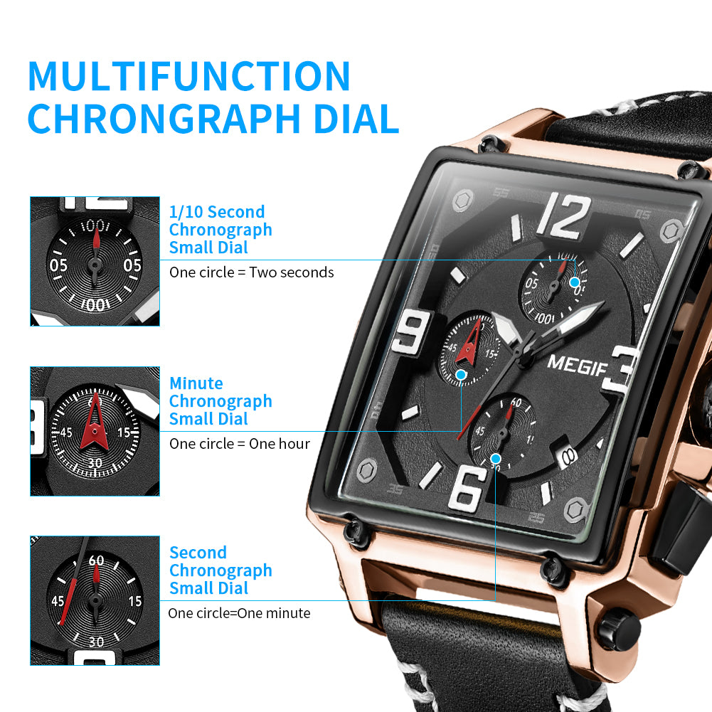 Megir Chronograph Leather Sport Watch | Avelmont Time