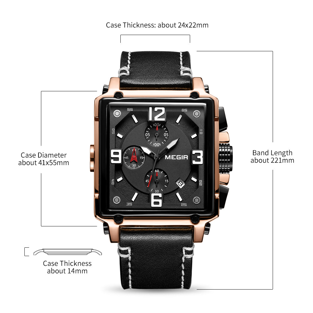 Megir Chronograph Leather Sport Watch | Avelmont Time