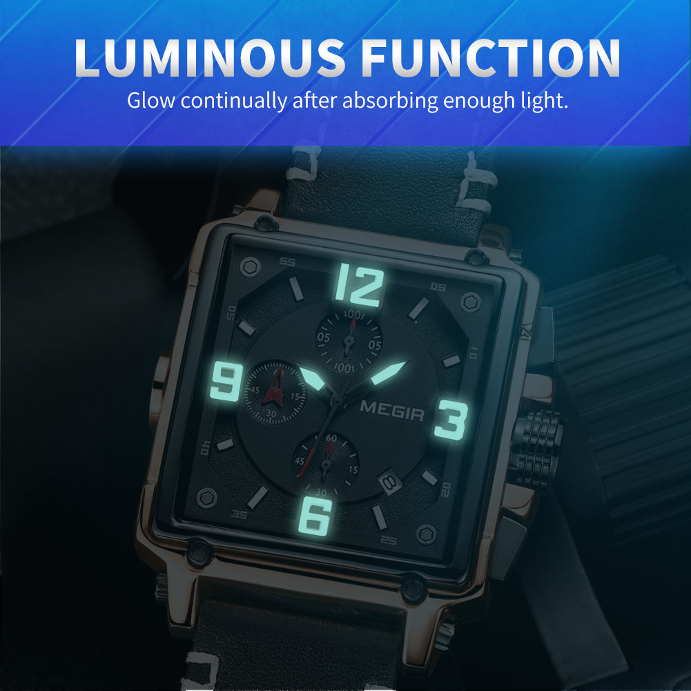 Megir Chronograph Leather Sport Watch | Avelmont Time