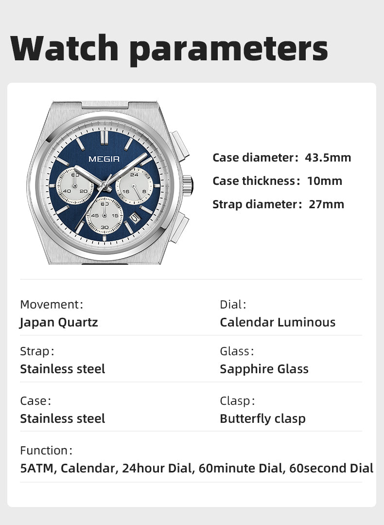 Megir Sapphire Steel Business Watch | Avelmont Time