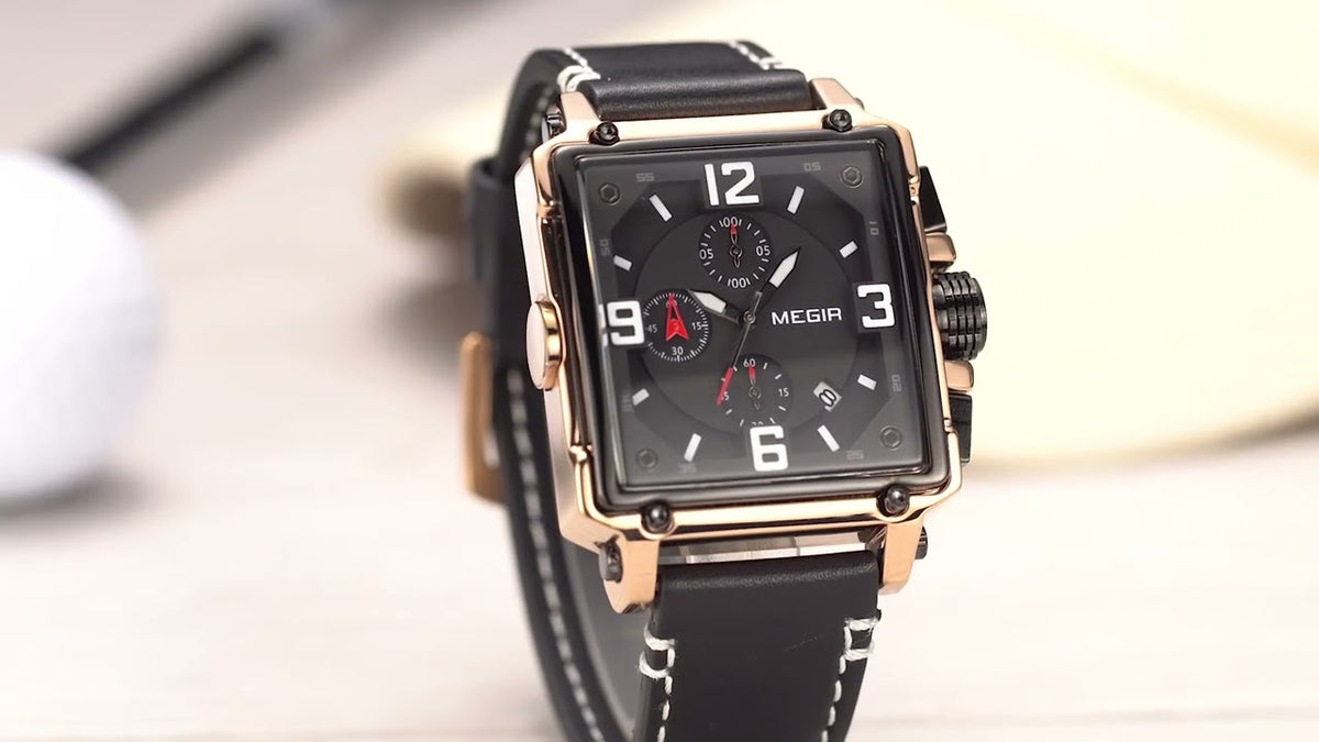 Megir Chronograph Leather Sport Watch | Avelmont Time