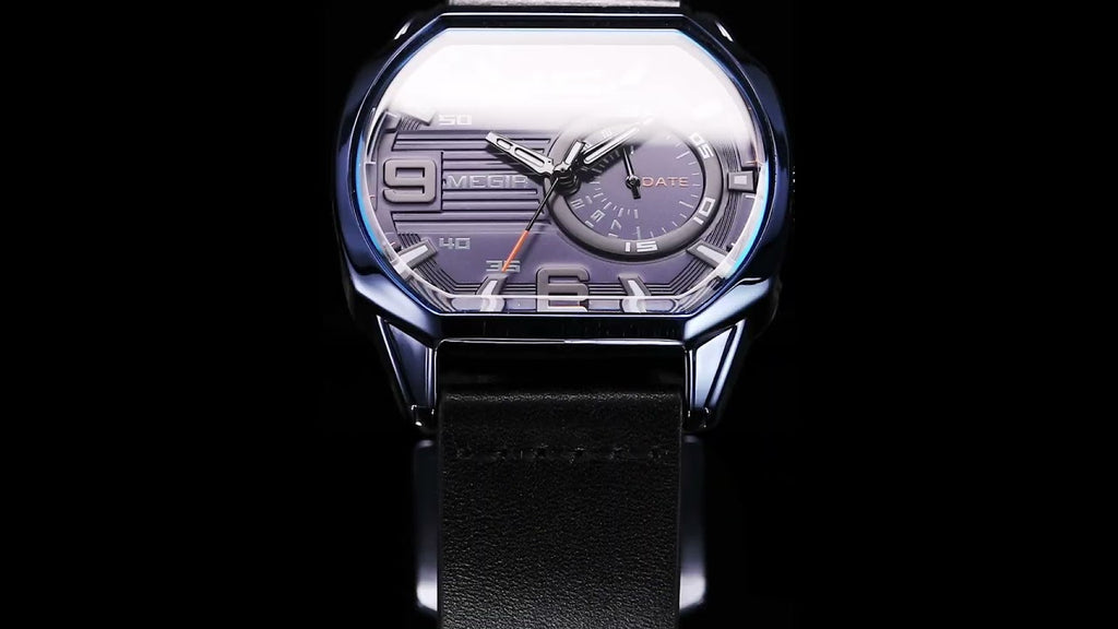 Megir Luminous Calendar Military Leather Watch | Avelmont Time