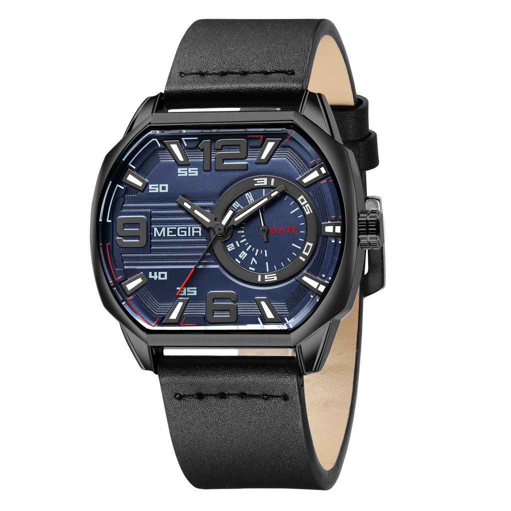 Megir Luminous Calendar Military Leather Watch | Avelmont Time