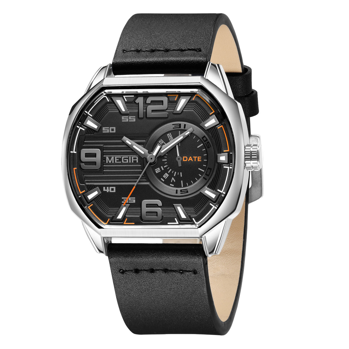 Megir Luminous Calendar Military Leather Watch | Avelmont Time