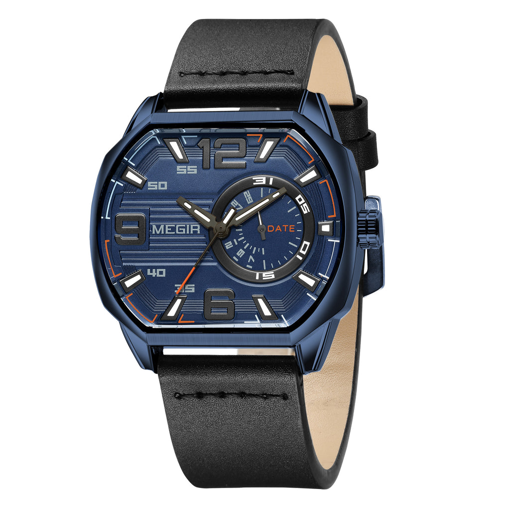 Megir Luminous Calendar Military Leather Watch | Avelmont Time