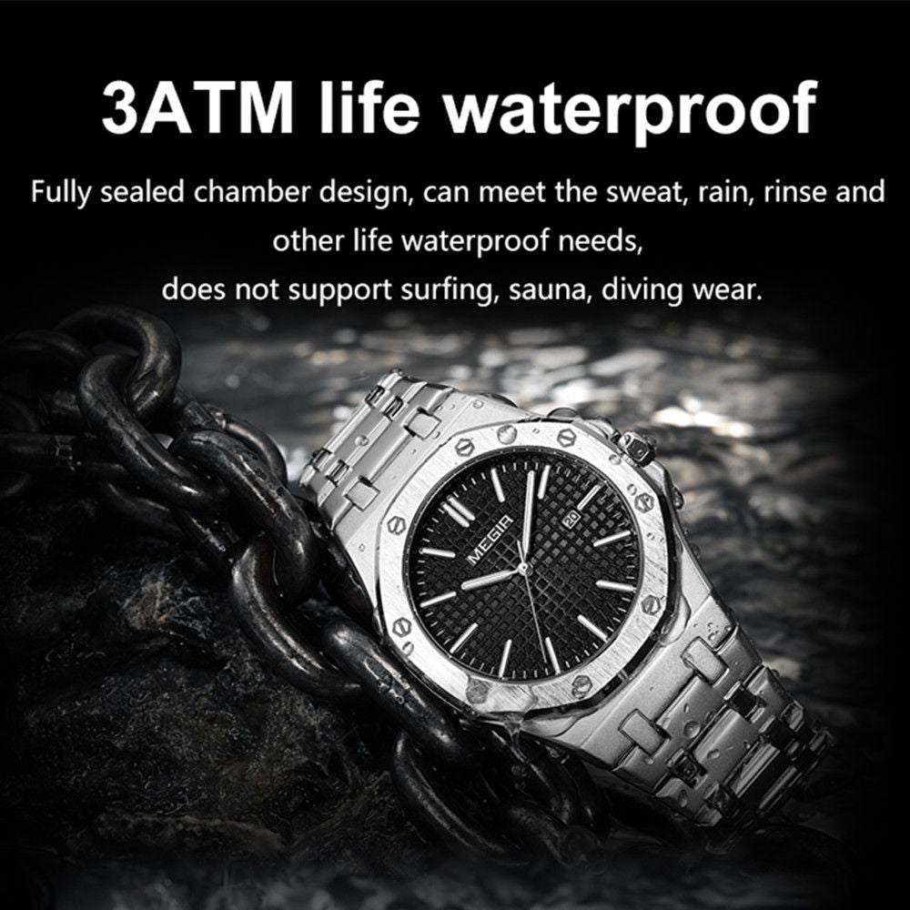 Megir Calendar Stainless Steel Bracelet Watch | Avelmont Time