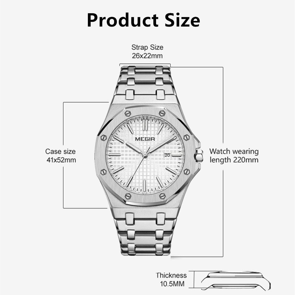 Megir Calendar Stainless Steel Bracelet Watch | Avelmont Time