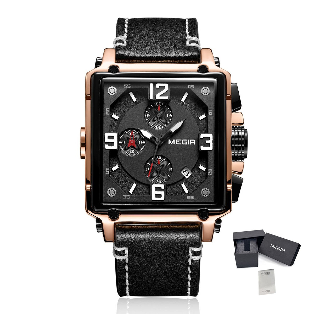 Megir Chronograph Leather Sport Watch | Avelmont Time