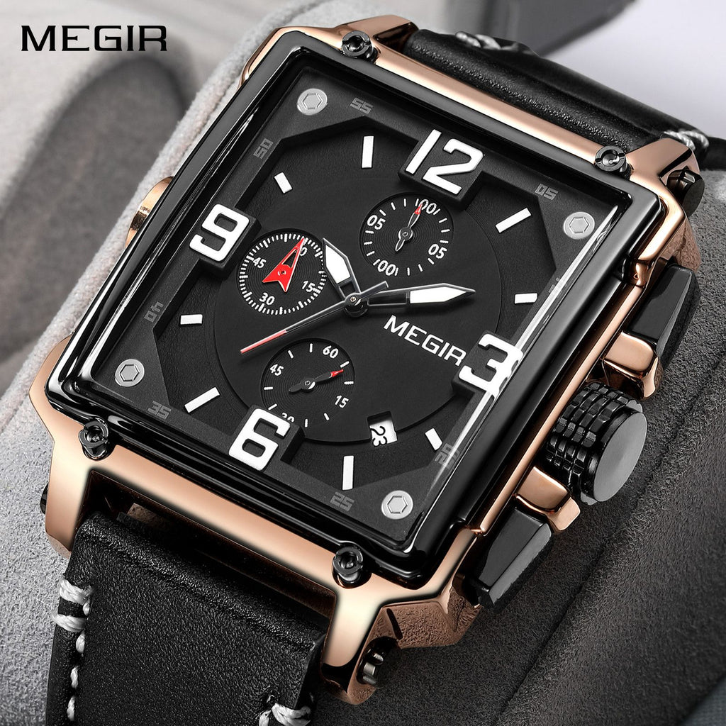 Megir Chronograph Leather Sport Watch | Avelmont Time