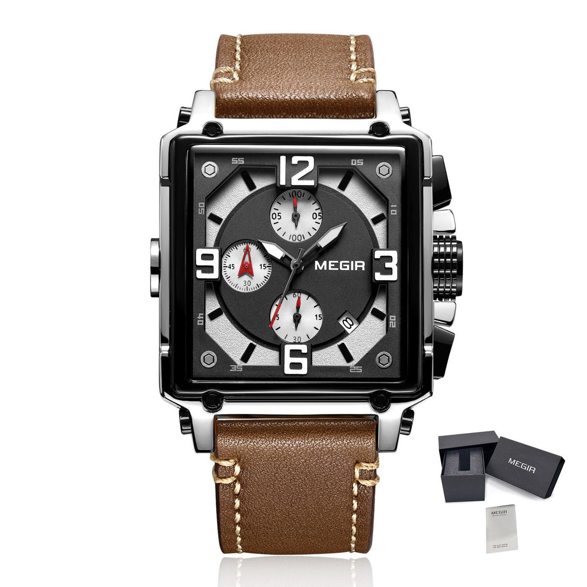 Megir Chronograph Leather Sport Watch | Avelmont Time