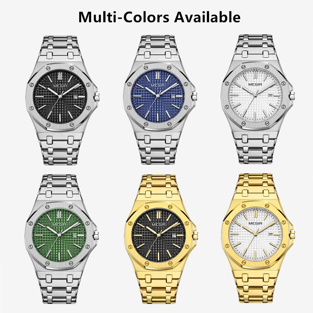 Megir Calendar Stainless Steel Bracelet Watch | Avelmont Time