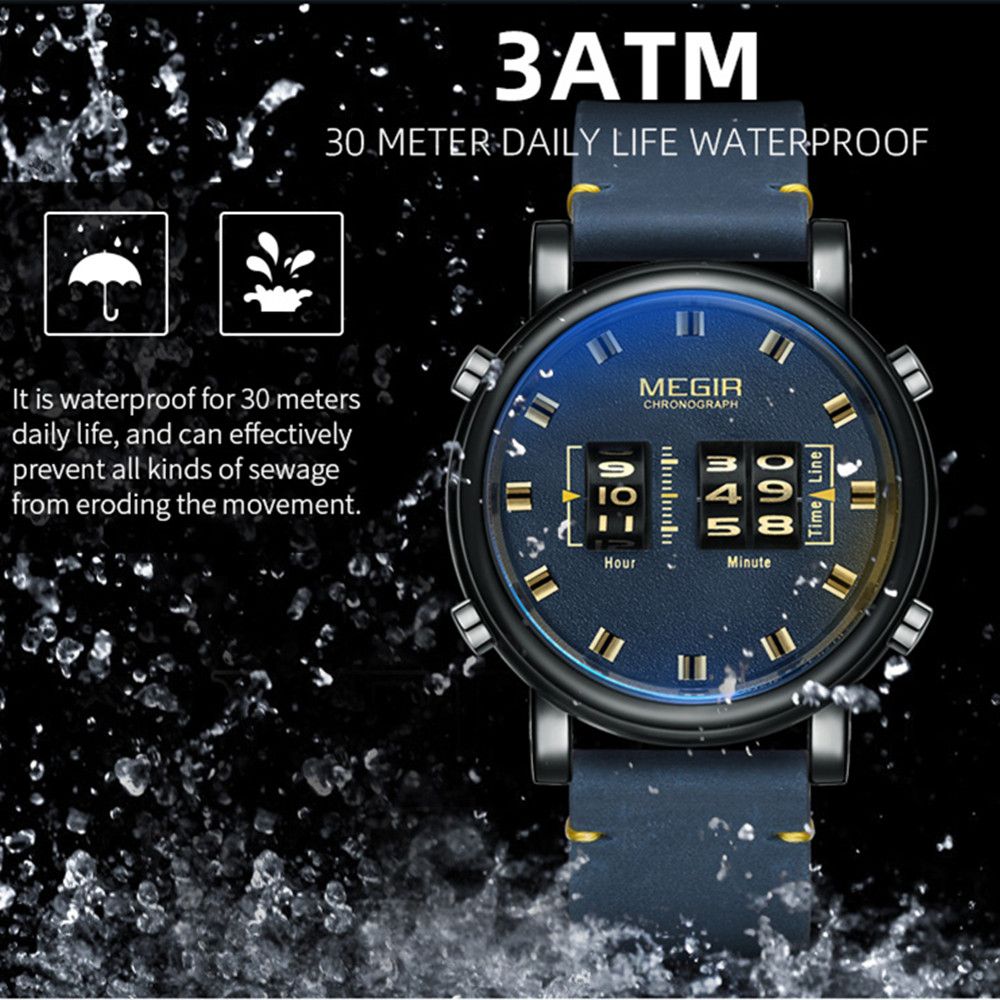Megir Roller Pointer Military Leather Watch | Avelmont Time