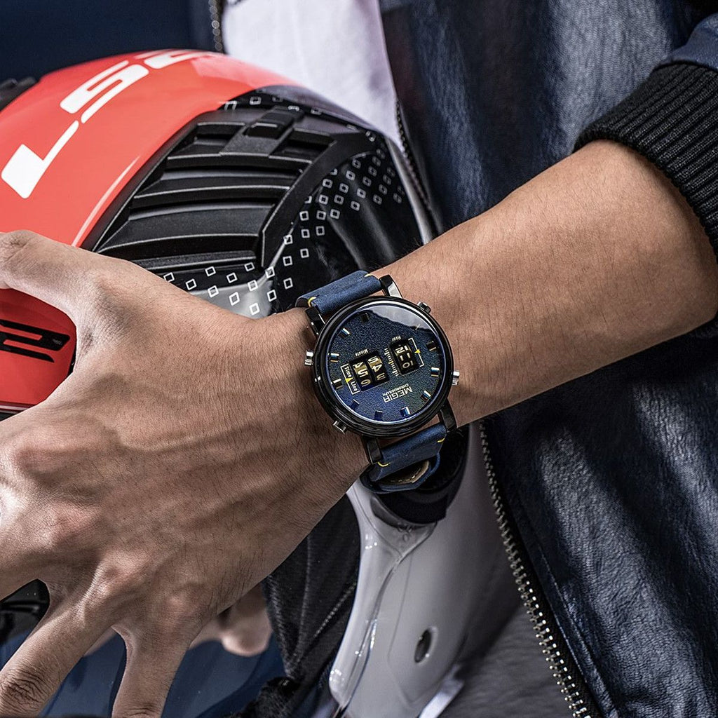 Megir Roller Pointer Military Leather Watch | Avelmont Time