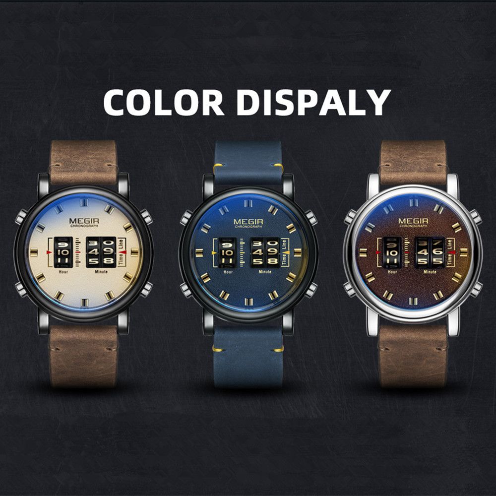 Megir Roller Pointer Military Leather Watch | Avelmont Time