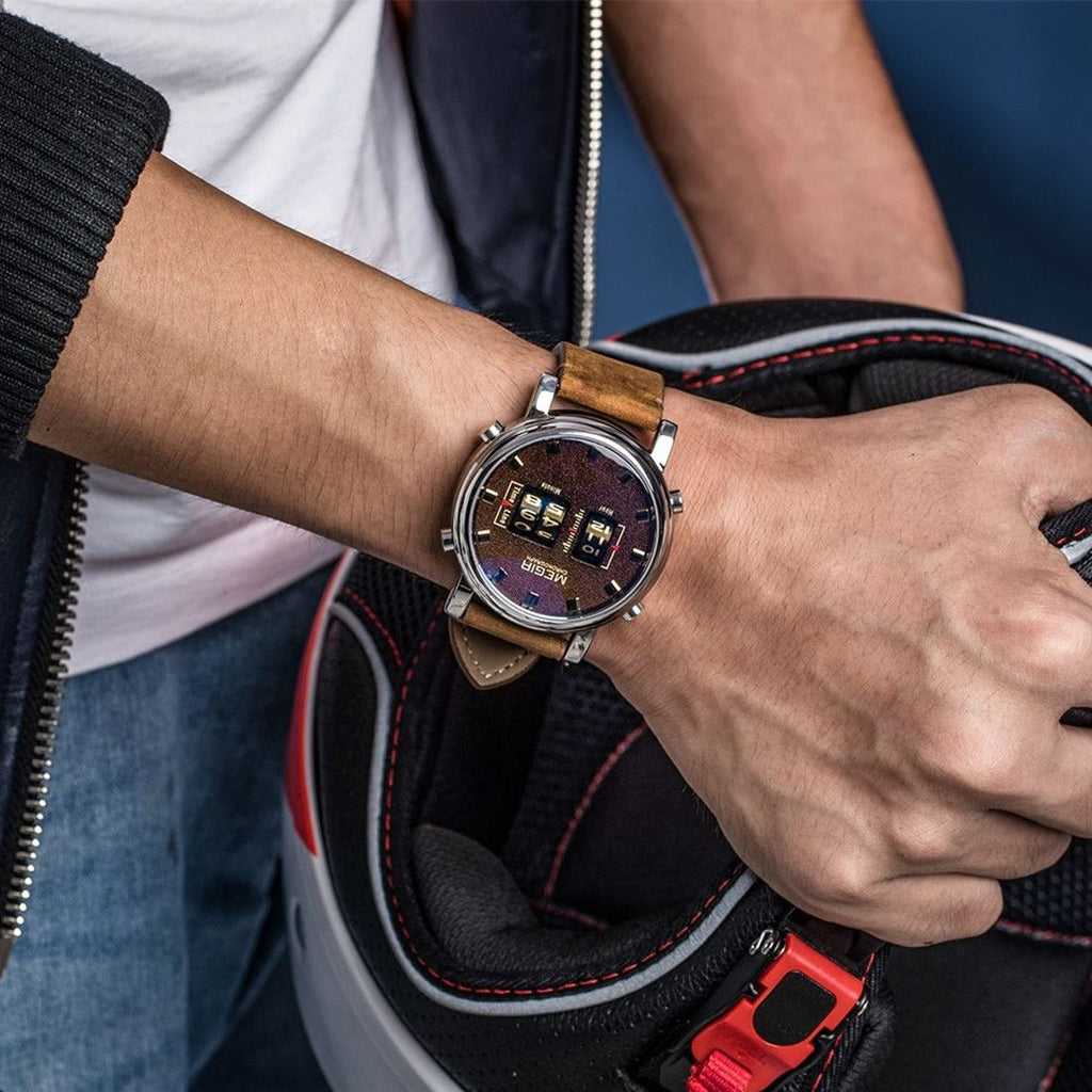 Megir Roller Pointer Military Leather Watch | Avelmont Time