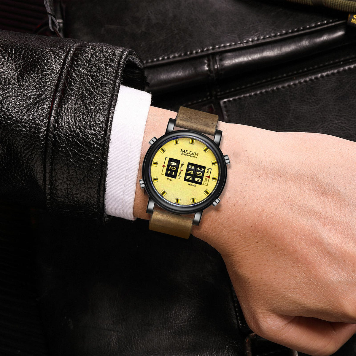 Megir Roller Pointer Military Leather Watch | Avelmont Time