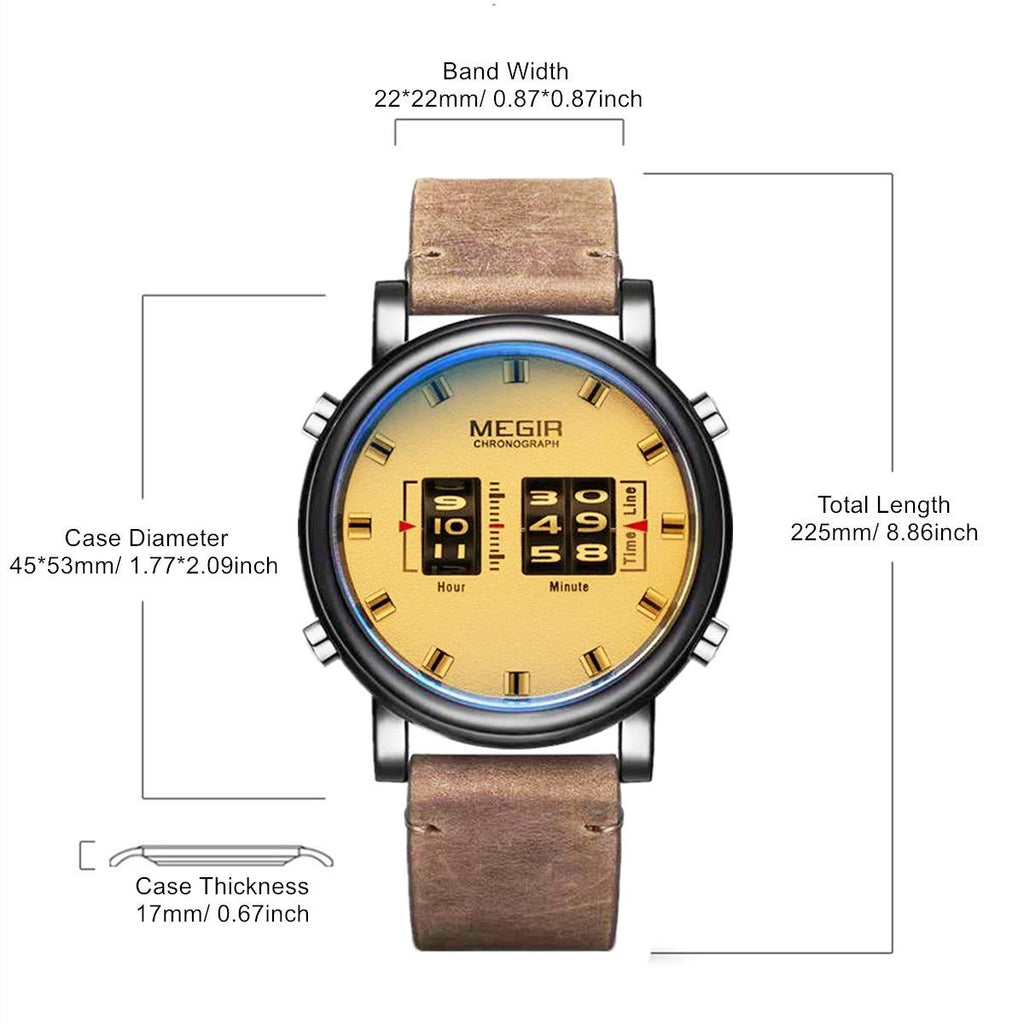 Megir Roller Pointer Military Leather Watch | Avelmont Time