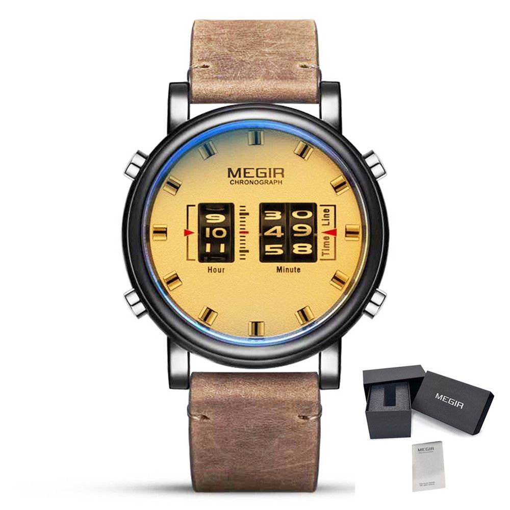 Megir Roller Pointer Military Leather Watch | Avelmont Time